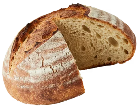 A cut sourdough loaf